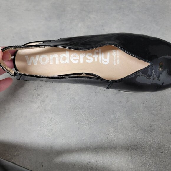 37 Wonders Fly Black Patent Leather Sling Back Shoes - Picture 6 of 12